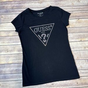 GUESS Women's Embellished Logo T-Shirt black M